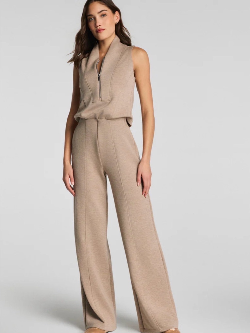 Spanx Air Essentials Sleeveless Cowl Neck Wide-Leg Jumpsuit Large Tall
